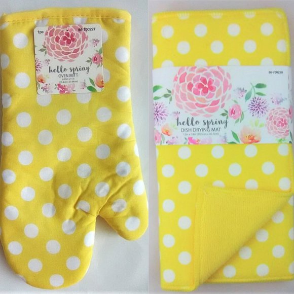 5pc Yellow Polka Dot Kitchen Set NWT - Picture 2 of 4